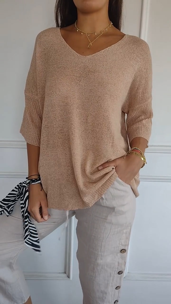 Lunara Women's Knit Top – Breathable V-Neck for Versatile Style 5