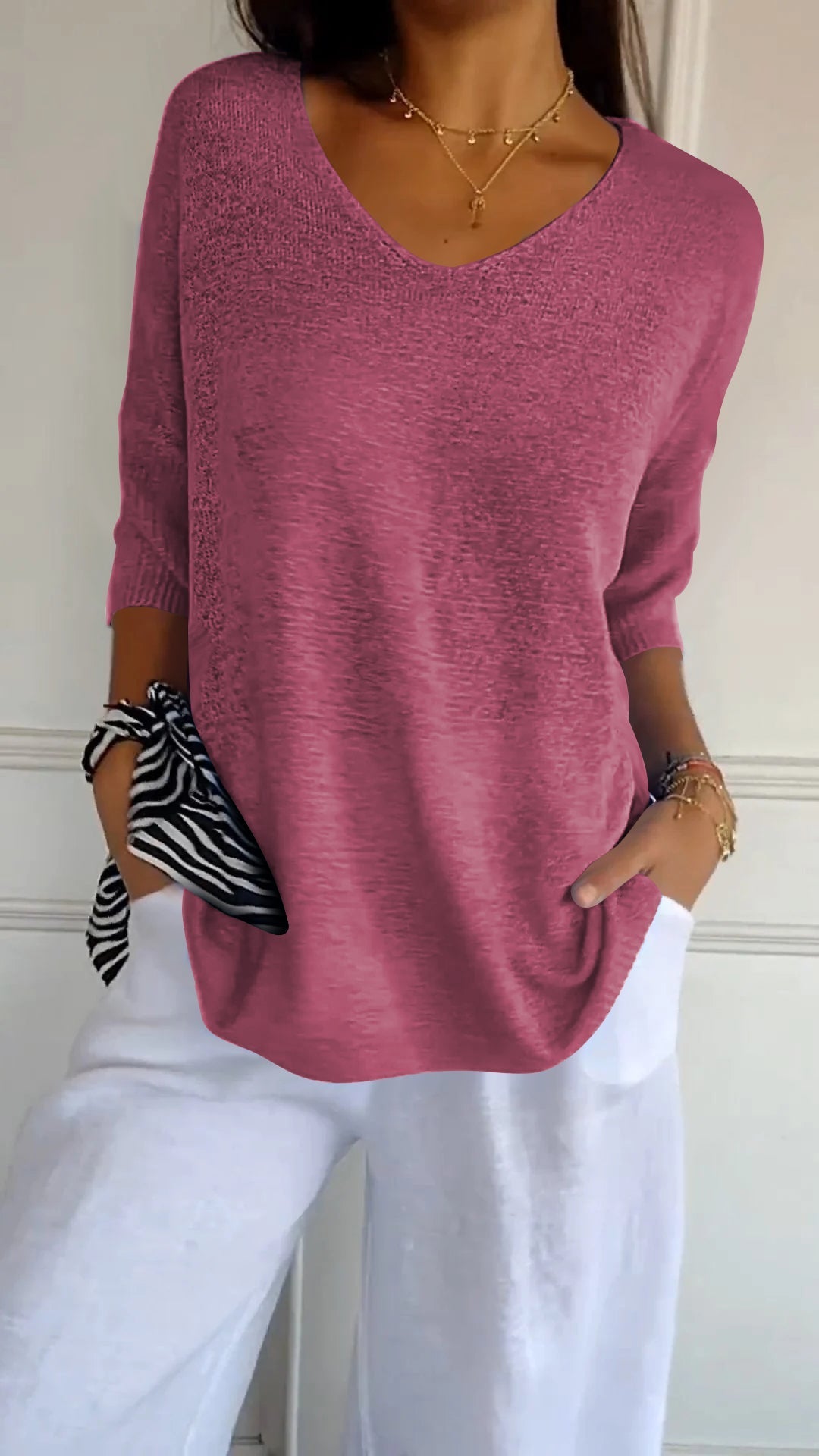 Lunara Women's Knit Top – Breathable V-Neck for Versatile Style 6