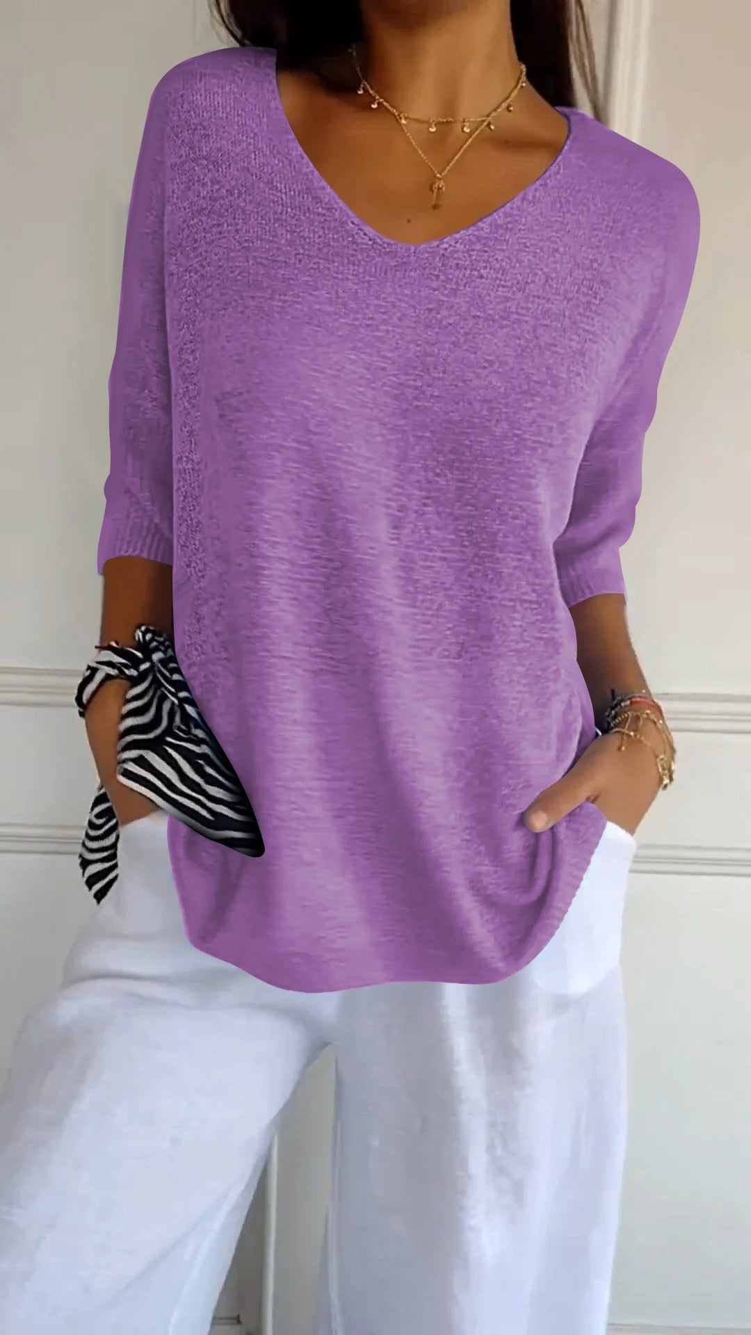 Lunara Women's Knit Top – Breathable V-Neck for Versatile Style 8