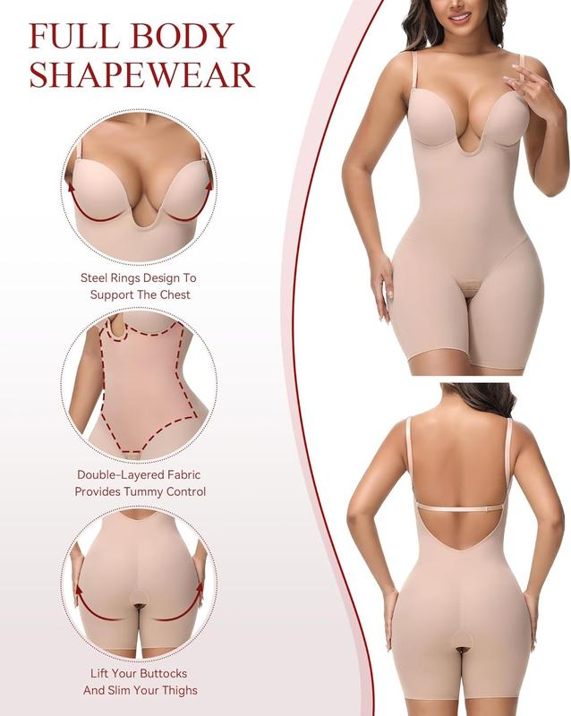 Lunara Women's Strapless Backless Shapewear Bodysuit – Deep U Neckline for Seamless Contouring 2