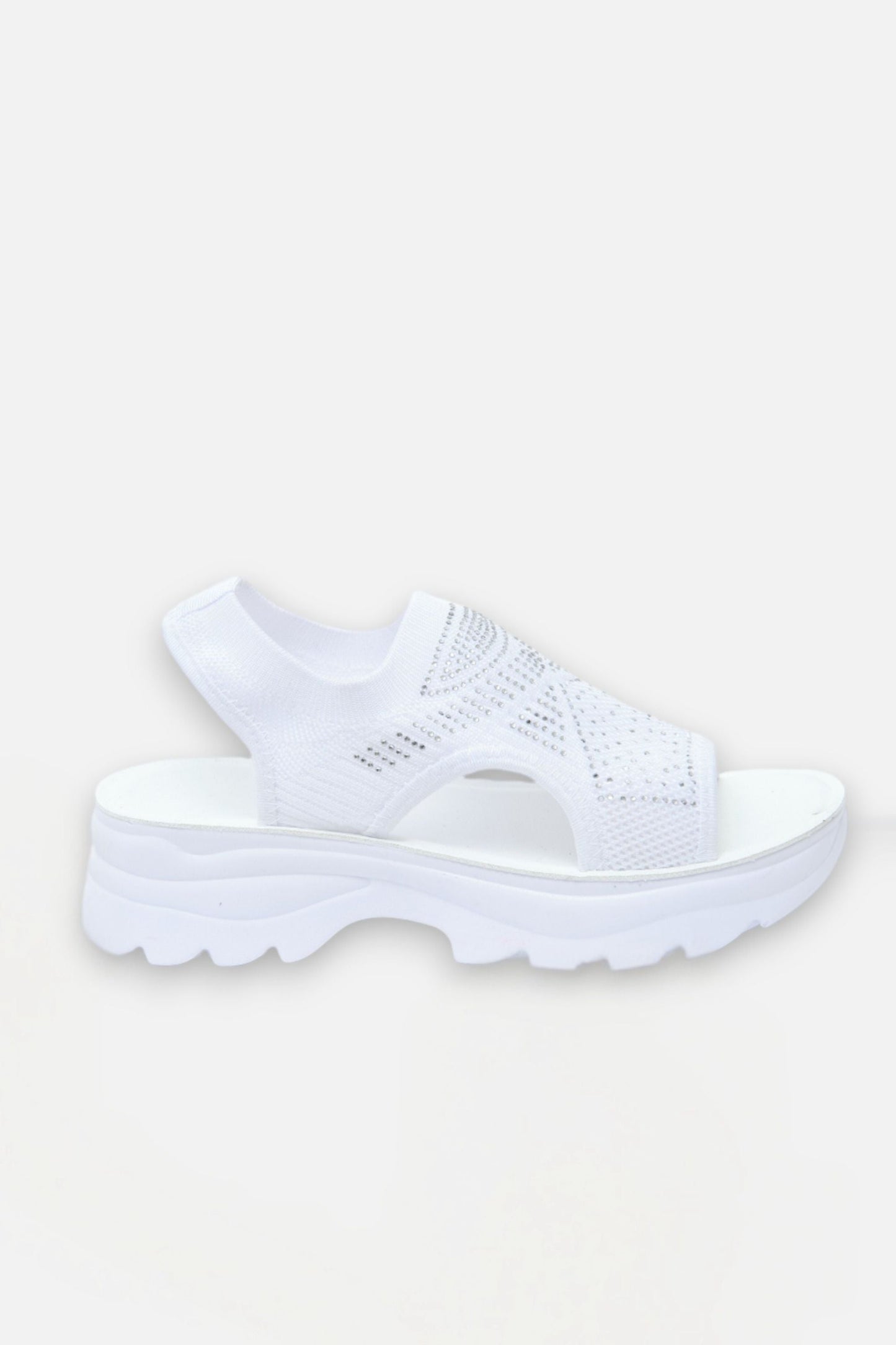 Lunara Women's White Platform Sandals – Crystal-Embellished Comfort 3