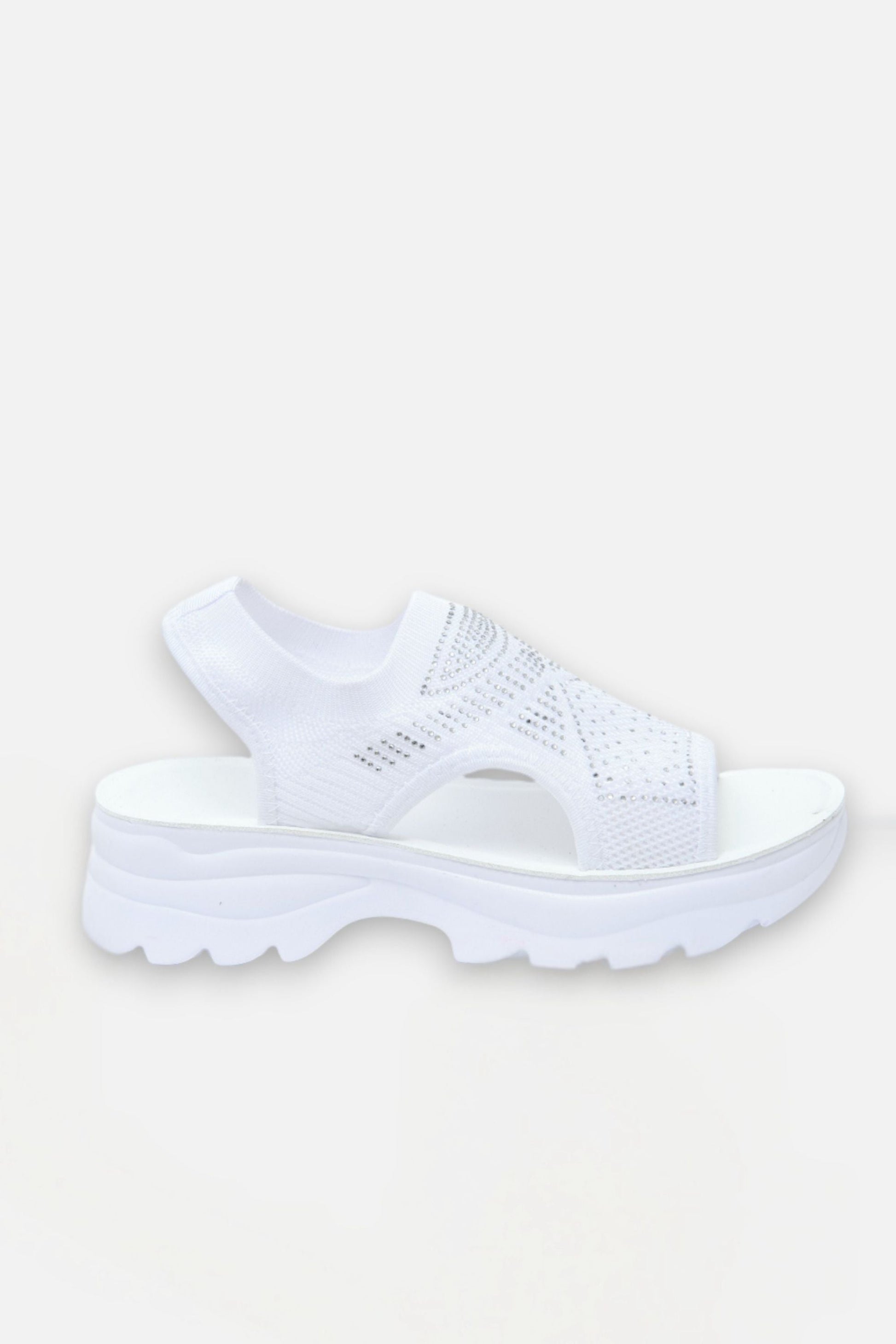 Lunara Women's White Platform Sandals – Crystal-Embellished Comfort 3