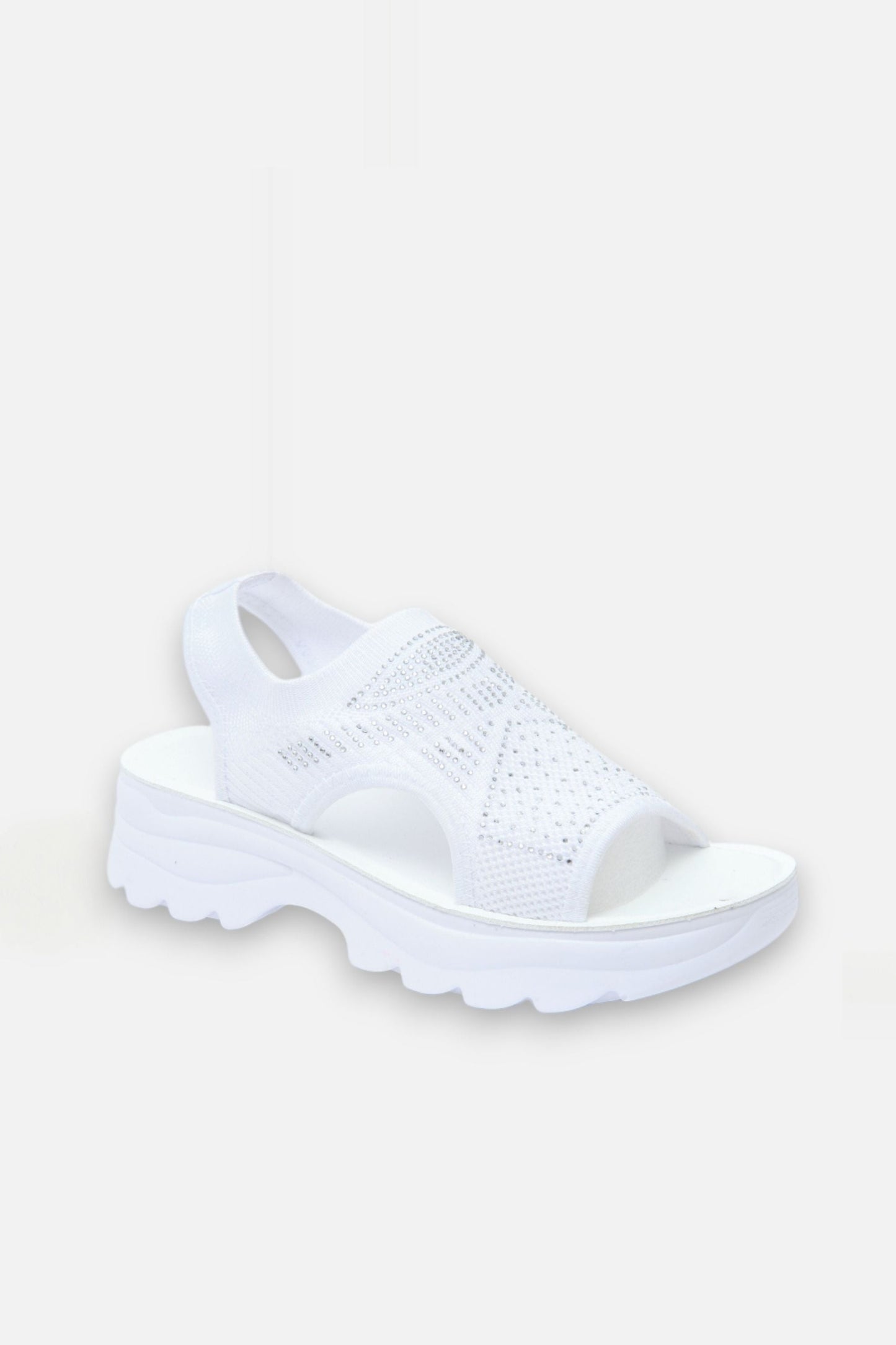 Lunara Women's White Platform Sandals – Crystal-Embellished Comfort 4