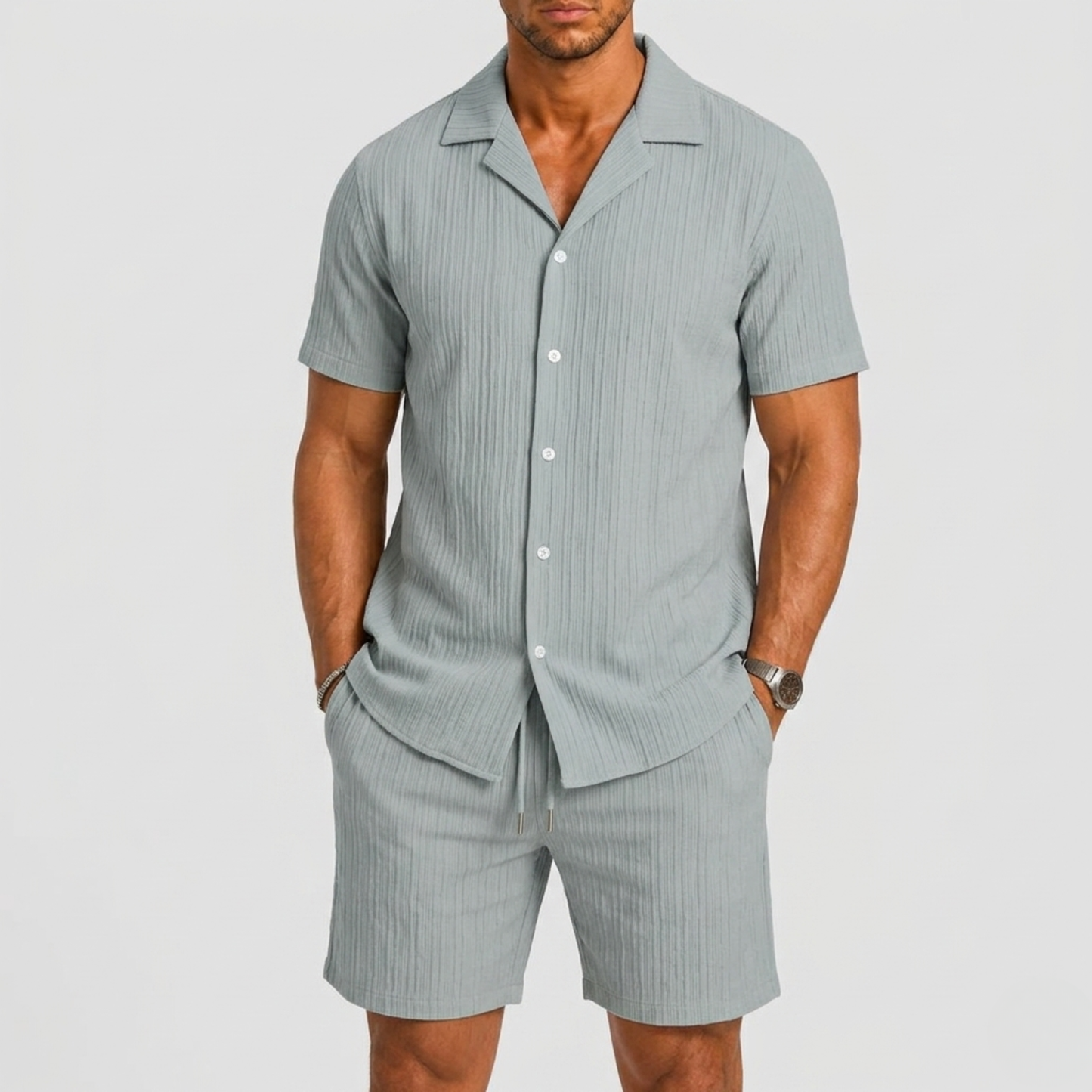 Lunelle Men's Linen Summer Set – Lightweight Breathable Comfort 1