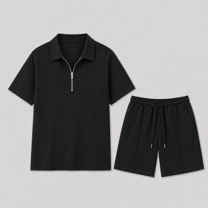 Lunelle Men's Outfit Polo and Shorts Set – Stylish Zipper Detail for Casual Summer Days 1