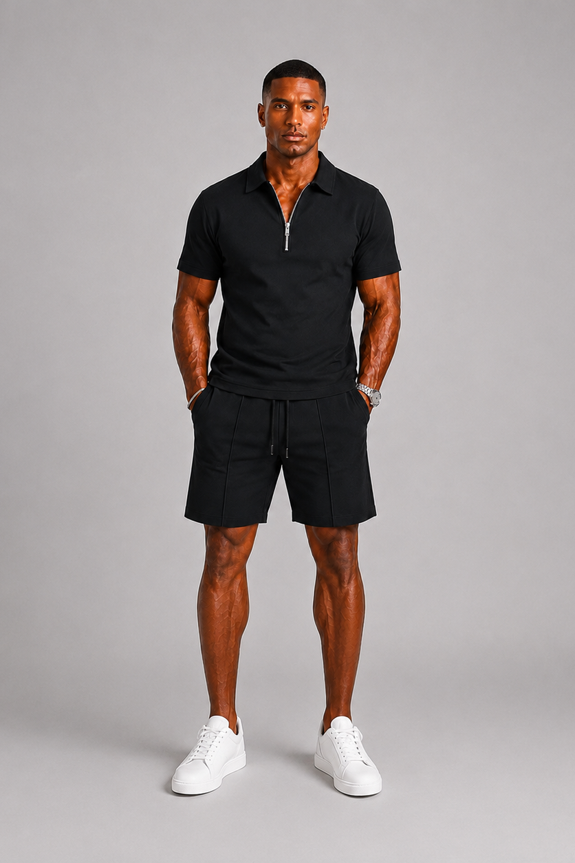 Lunelle Men's Outfit Polo and Shorts Set – Stylish Zipper Detail for Casual Summer Days 7