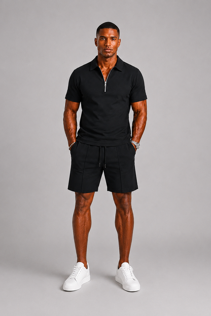 Lunelle Men's Outfit Polo and Shorts Set – Stylish Zipper Detail for Casual Summer Days 7