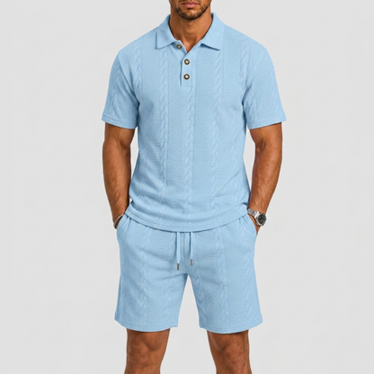 Lunelle Men's Polo Set Casual Outfit – Structured Fabric Summer Comfort 0