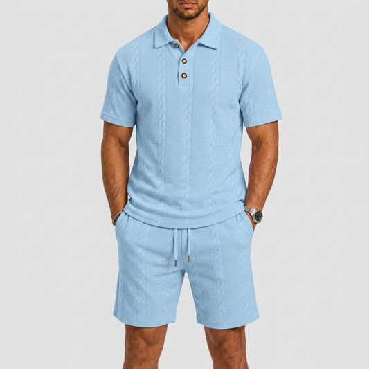 Lunelle Men's Polo Set Casual Outfit – Structured Fabric Summer Comfort 0