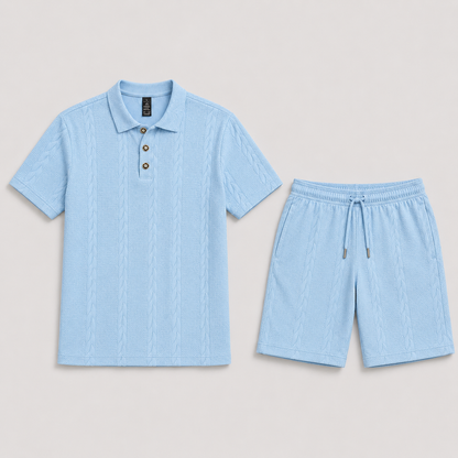 Lunelle Men's Polo Set Casual Outfit – Structured Fabric Summer Comfort 1