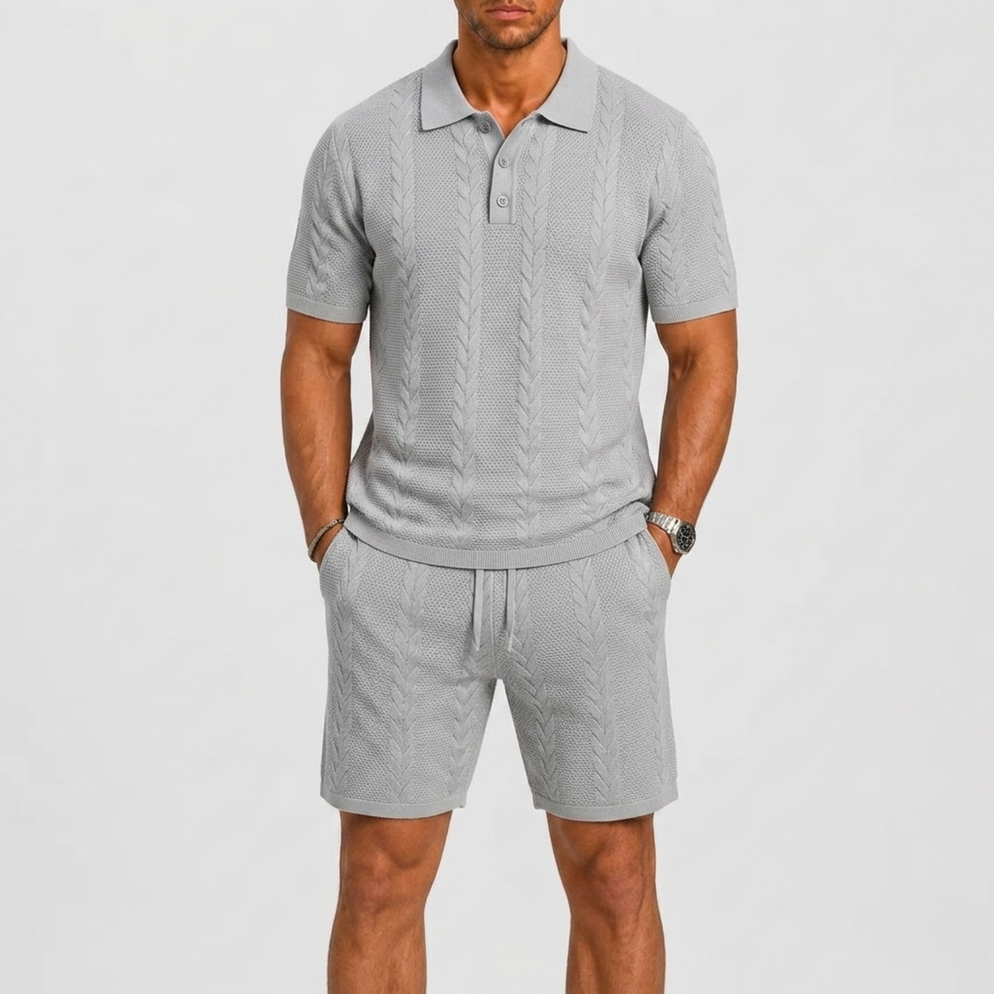 Lunelle Men's Polo Set Casual Outfit – Structured Fabric Summer Comfort 4