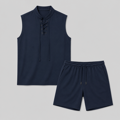 Lunelle Men's Summer Set – Breathable Lace-Detail Comfort Outfit 1