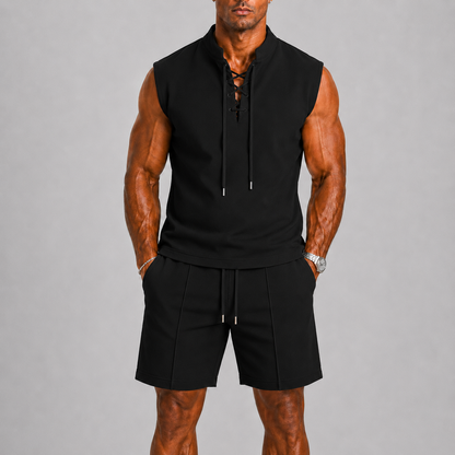 Lunelle Men's Summer Set – Breathable Lace-Detail Comfort Outfit 2