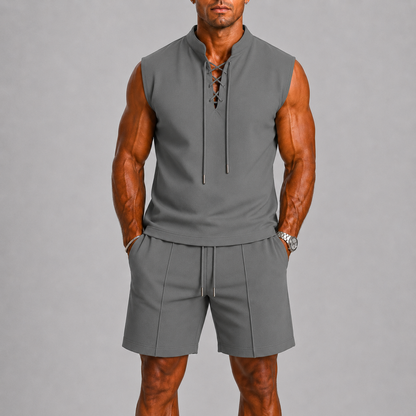 Lunelle Men's Summer Set – Breathable Lace-Detail Comfort Outfit 4