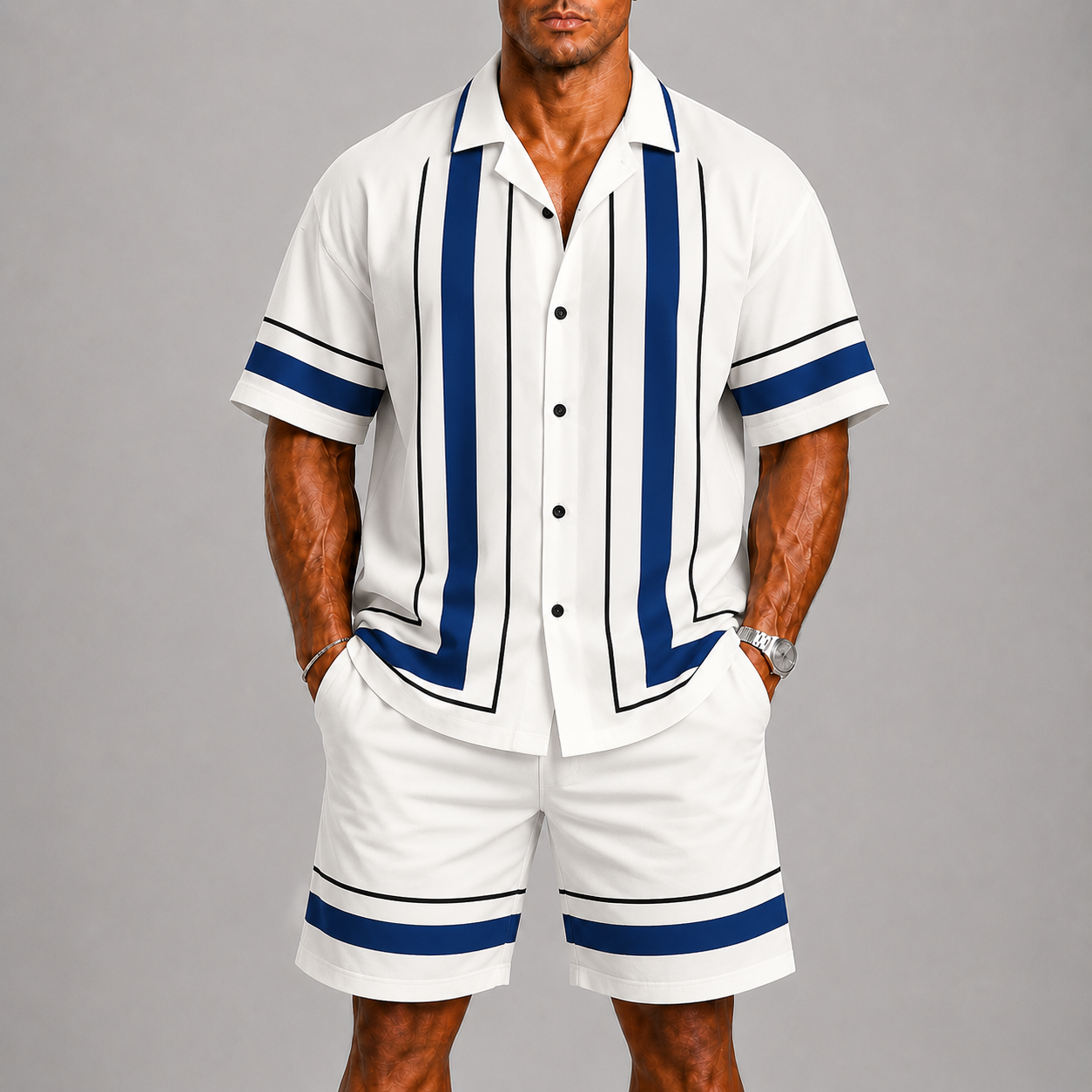 Lunelle Men's Summer Set – Geometric Print Lightweight Comfort 0