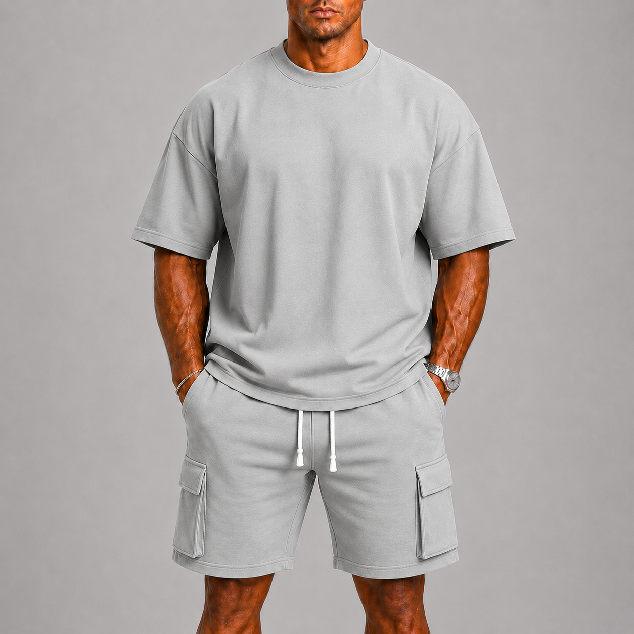Lunelle Men's Summer Set – Oversized T-Shirt & Cargo Shorts for Casual Comfort 3