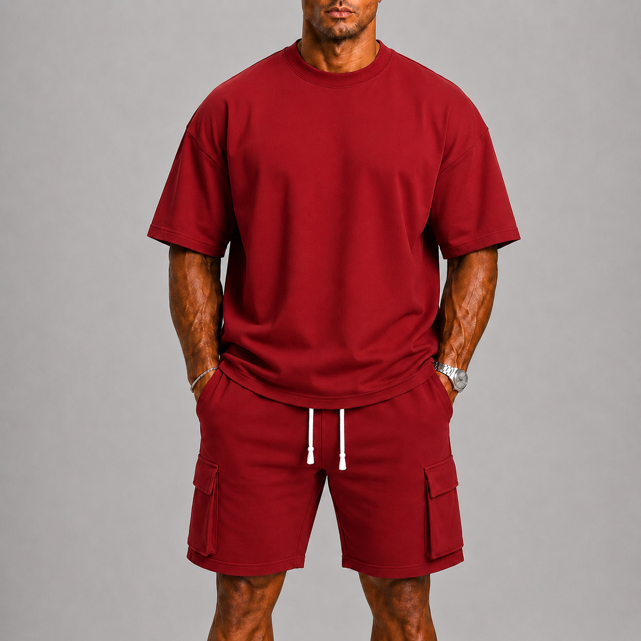 Lunelle Men's Summer Set – Oversized T-Shirt & Cargo Shorts for Casual Comfort 4
