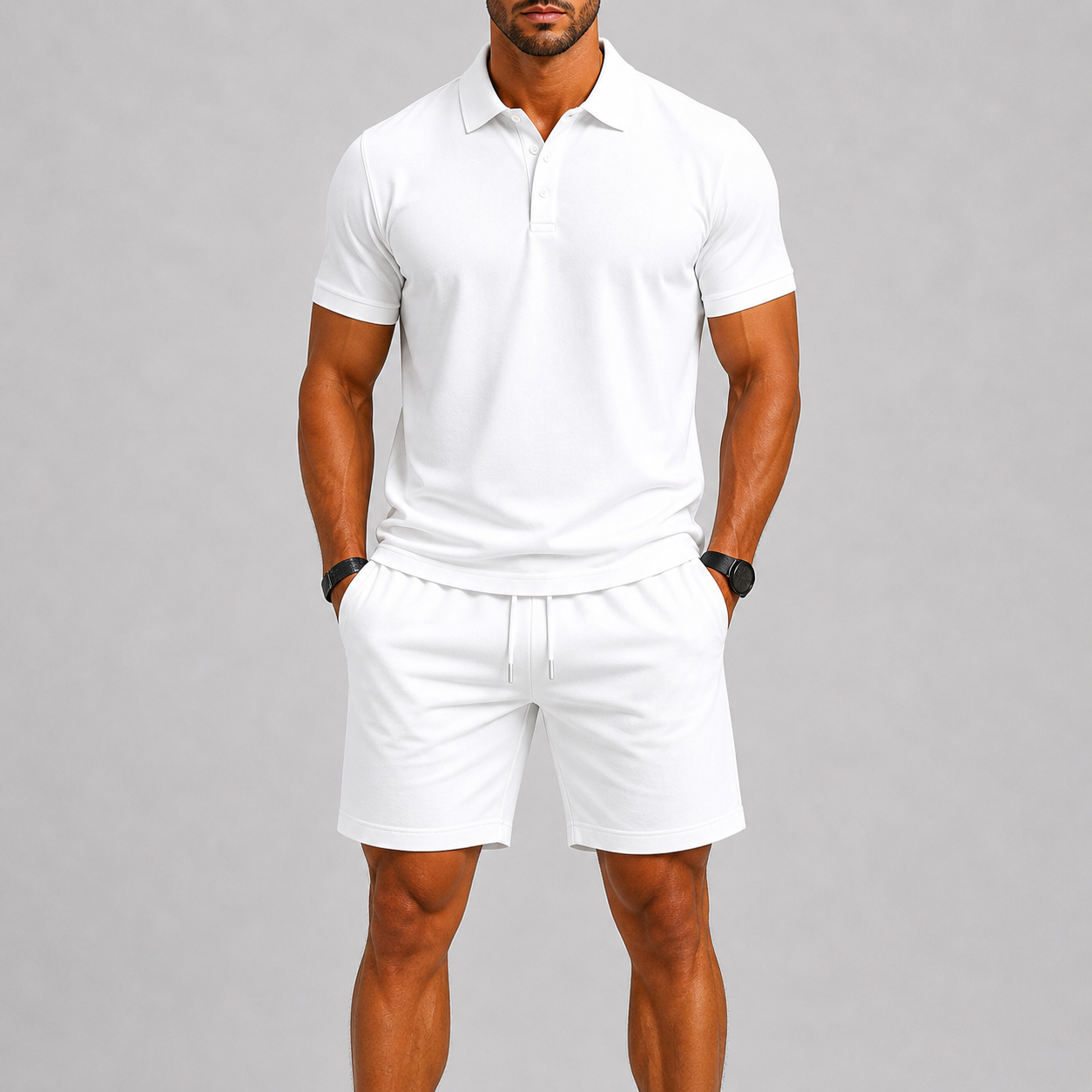 Lunelle Men's Summer Sports Set – Breathable Polo & Shorts for Active Days 10