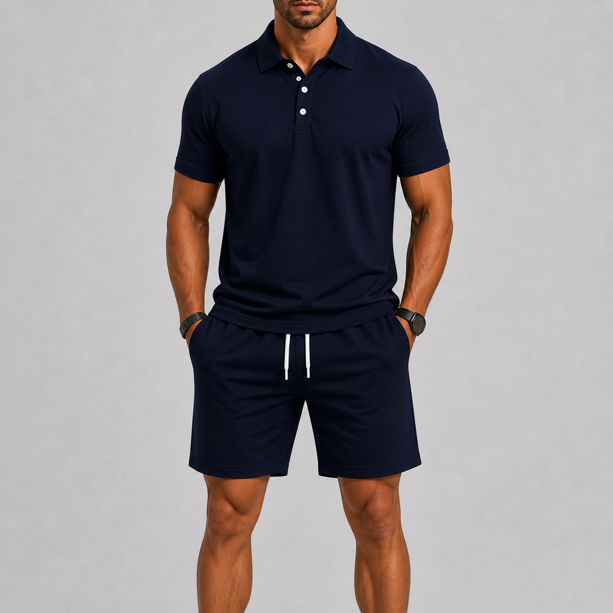 Lunelle Men's Summer Sports Set – Breathable Polo & Shorts for Active Days 11