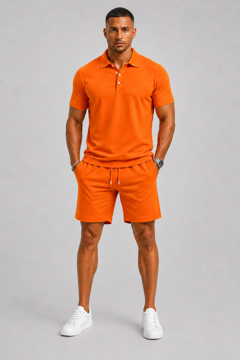 Lunelle Men's Summer Sports Set – Breathable Polo & Shorts for Active Days 2