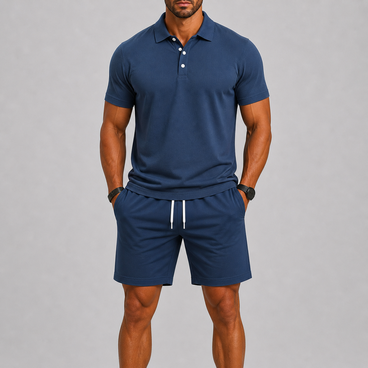 Lunelle Men's Summer Sports Set – Breathable Polo & Shorts for Active Days 9
