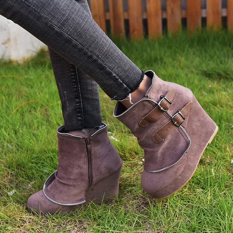Lurelle Women's Ankle High-Heel Boots – Suede Elevation Comfort 3