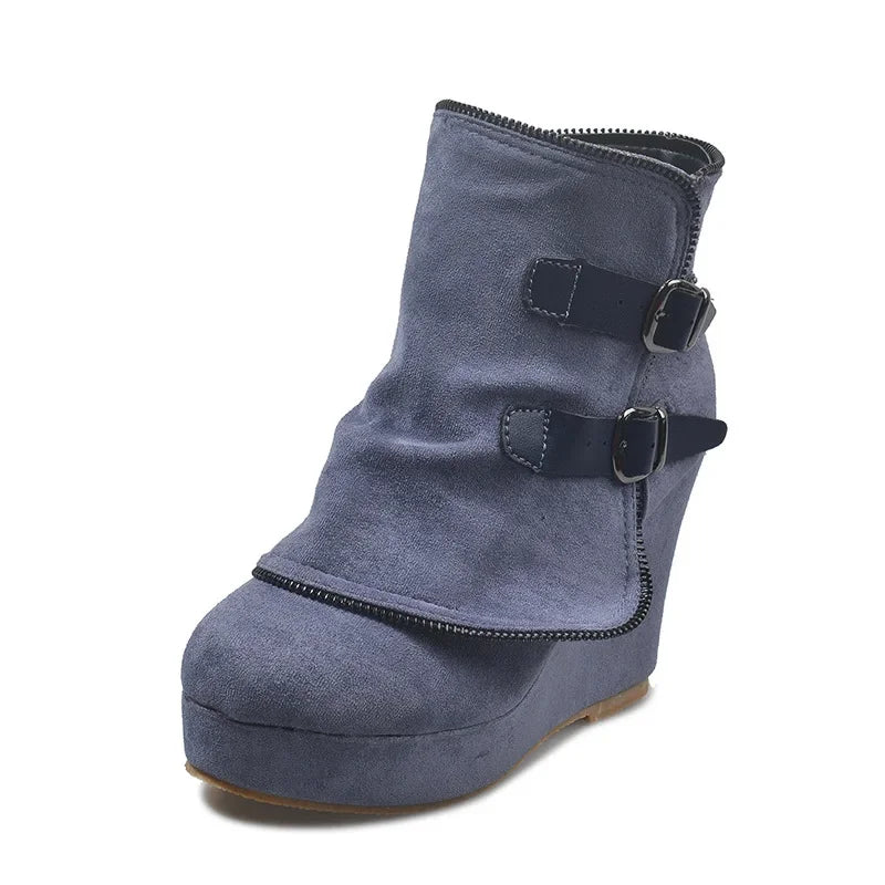 Lurelle Women's Ankle High-Heel Boots – Suede Elevation Comfort 6