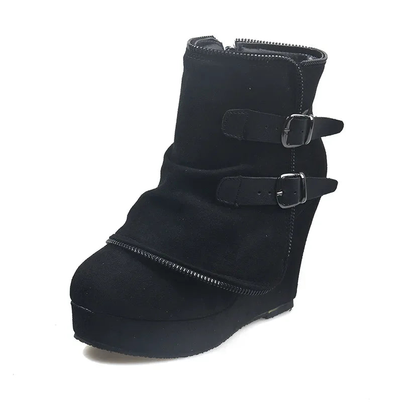 Lurelle Women's Ankle High-Heel Boots – Suede Elevation Comfort 8