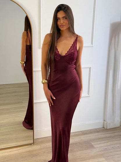 Luxe Women's Elegant Maxi Dress – Lace Detailing for Special Occasions 8