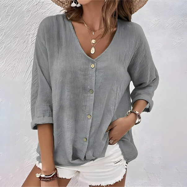 Marcia Women's Blouse – Relaxed V-Neck for Effortless Summer Style 1