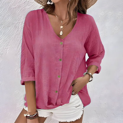 Marcia Women's Blouse – Relaxed V-Neck for Effortless Summer Style 4