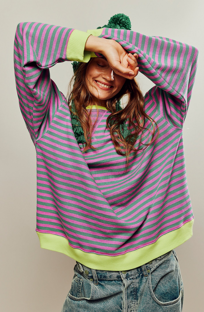 Mare Oversized Sweater Casual Knitwear – Striped Comfort Everyday Wear 0
