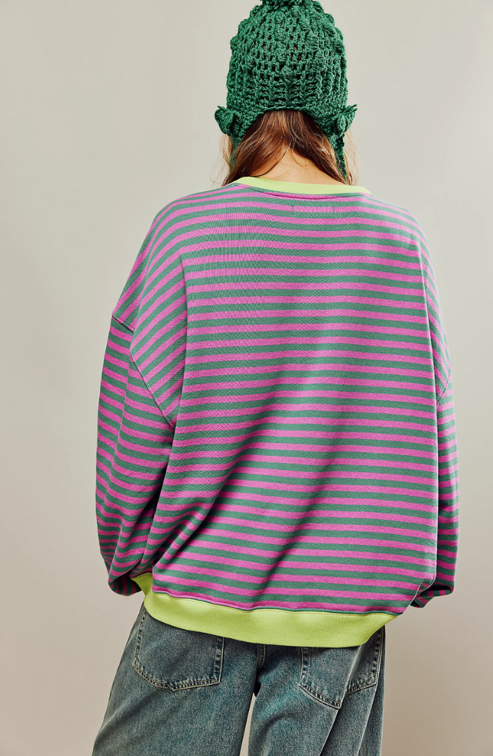 Mare Oversized Sweater Casual Knitwear – Striped Comfort Everyday Wear 1