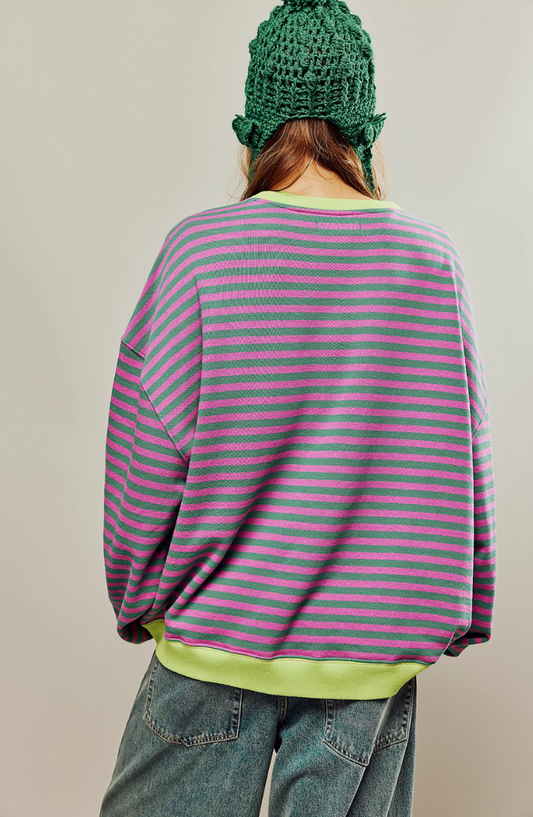 Mare Oversized Sweater Casual Knitwear – Striped Comfort Everyday Wear 1
