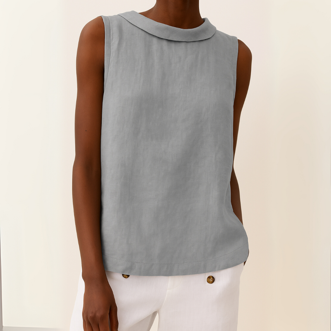 Marlen Women's Tank Top – Chic Rolled Collar for Effortless Summer Style 0