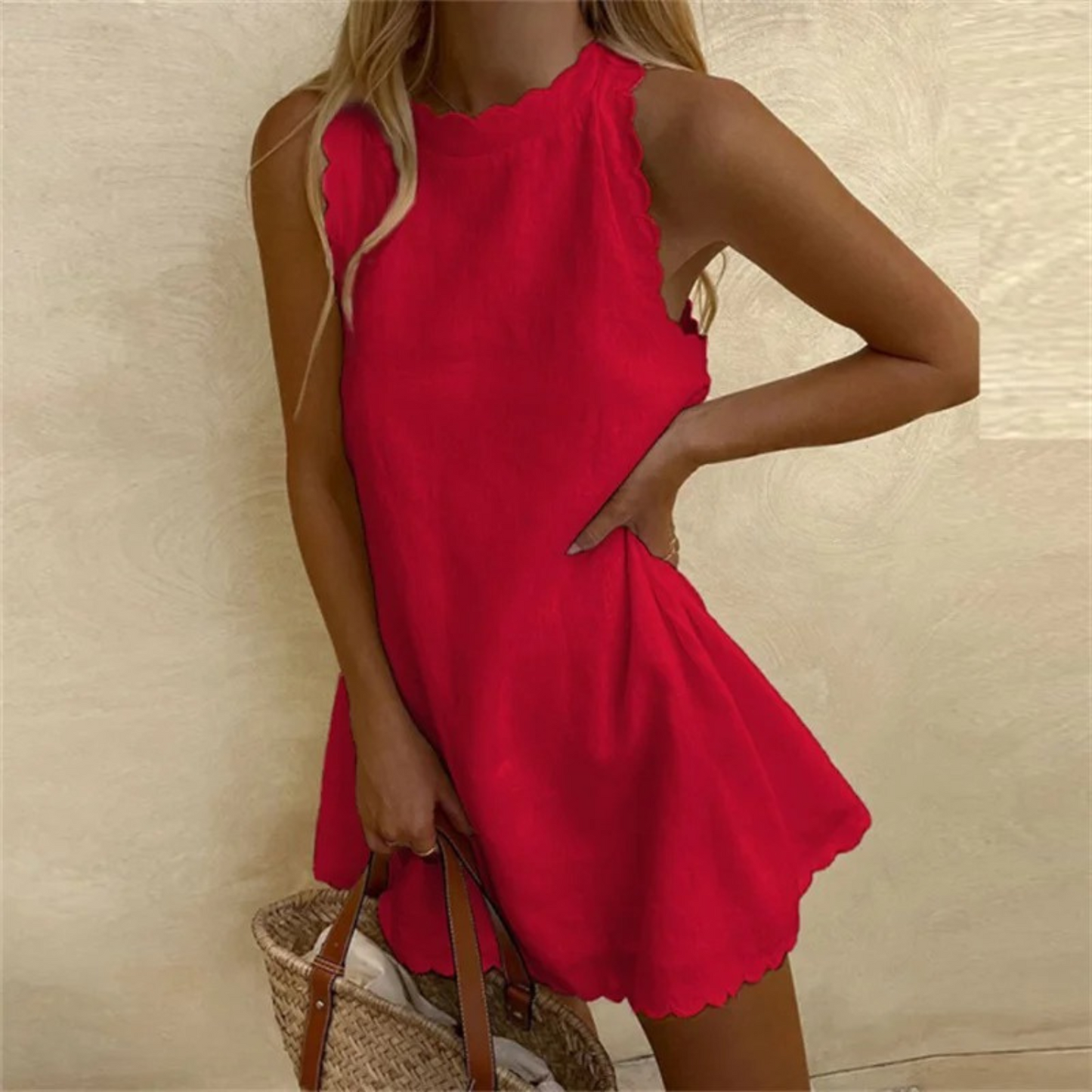 Mavelle Women's Summer Dress – Lightweight Linen with Wavy Edges 4