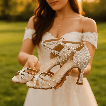Mila Damen High Heel Sandalen – Funkelnde Zirkonia für Sommerpartys 2