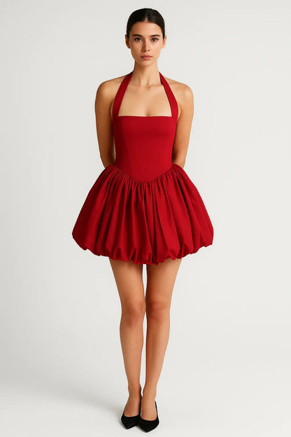 Mina Damen Minikleid – Verspielt mit Neckholder und Ballrock 4