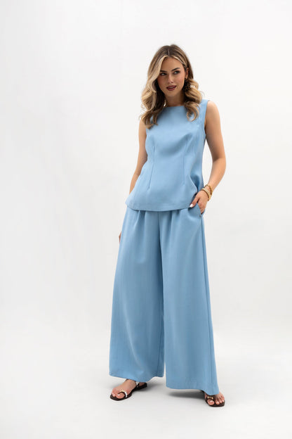 Mira Women's Wide Leg Trousers – Elegant Pleats for Effortless Style 0