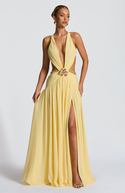 Mireya Women's Maxi Dress – Deep Plunging Neckline for Elegant Evenings 0