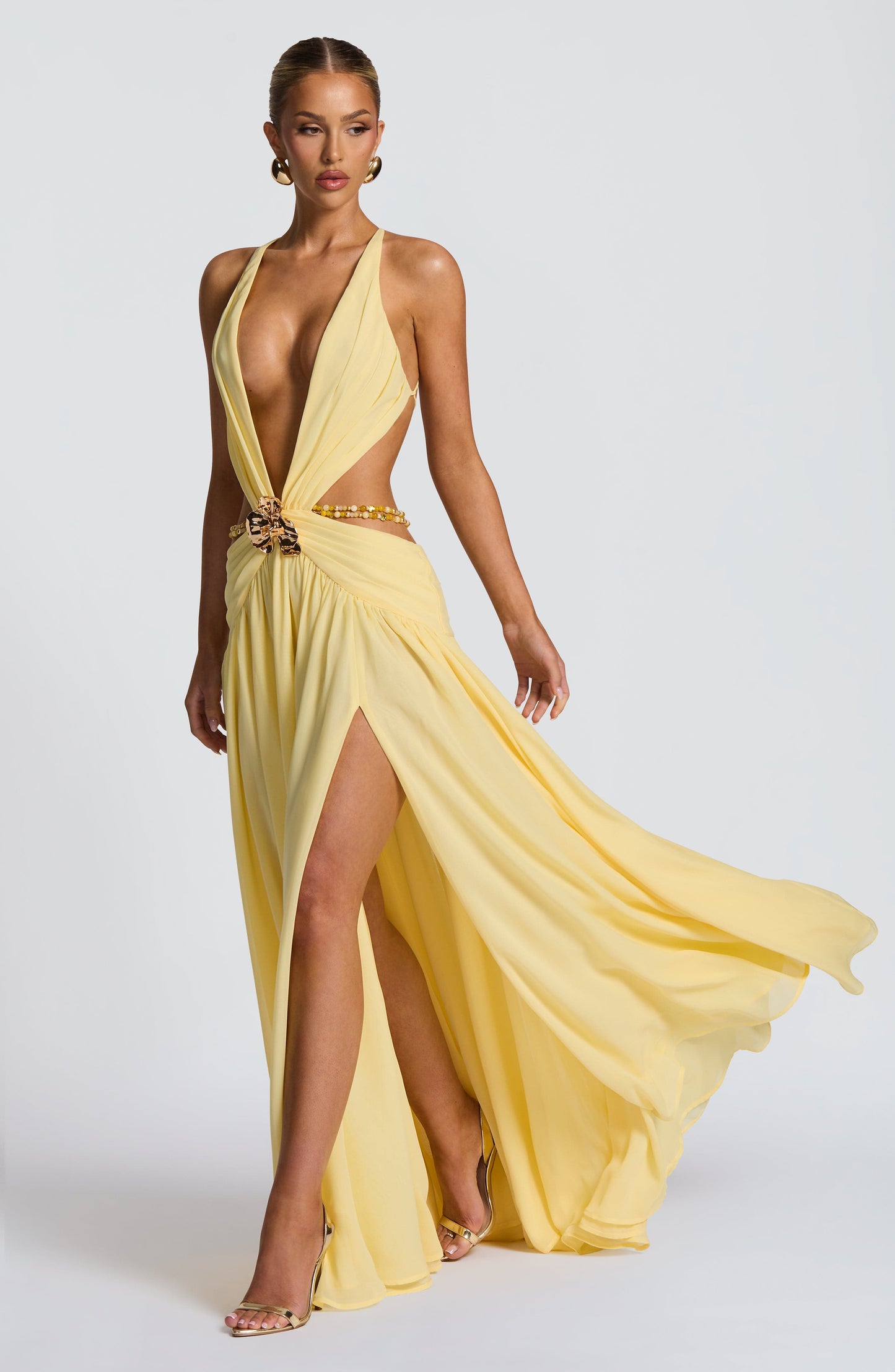 Mireya Women's Maxi Dress – Deep Plunging Neckline for Elegant Evenings 1
