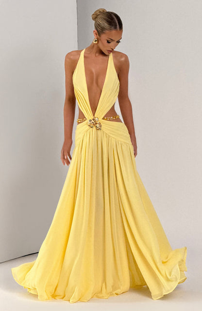 Mireya Women's Maxi Dress – Deep Plunging Neckline for Elegant Evenings 3