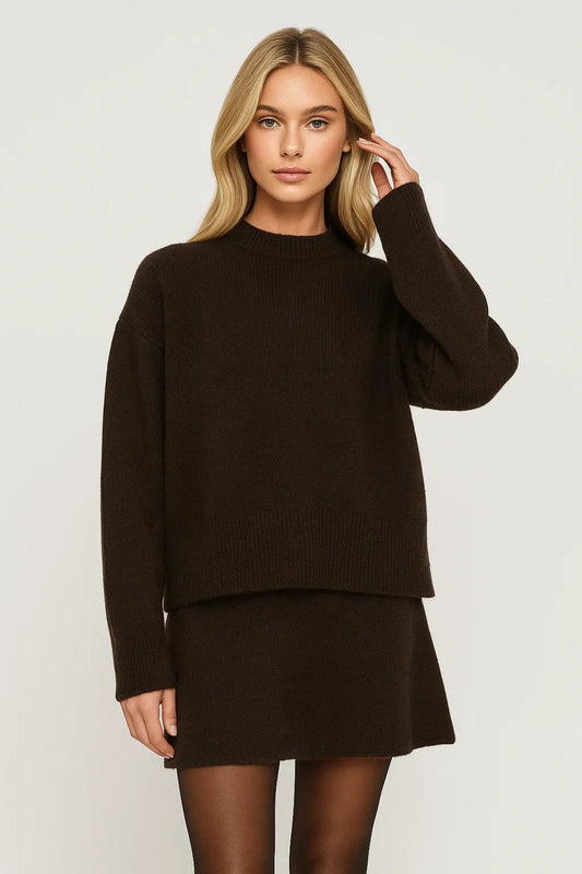 Nika Damen Strickset – Bequemer Pullover und Rock für Elegante Wintertage 0