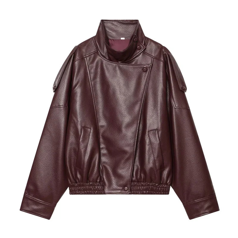 Niora Women's Faux Leather Jacket – Stylish Warm Outerwear for Fall 8