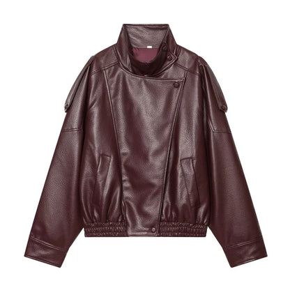 Niora Women's Faux Leather Jacket – Stylish Warm Outerwear for Fall 8