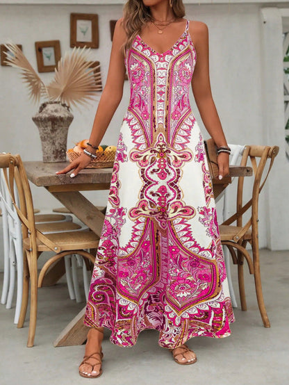 Niora Women's Retro Print Maxi Dress – Lightweight Summer Comfort 2
