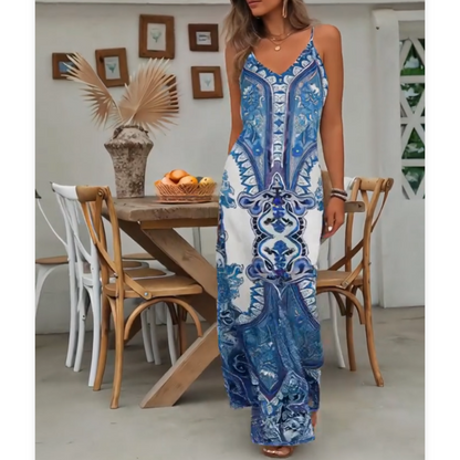 Niora Women's Retro Print Maxi Dress – Lightweight Summer Comfort 5