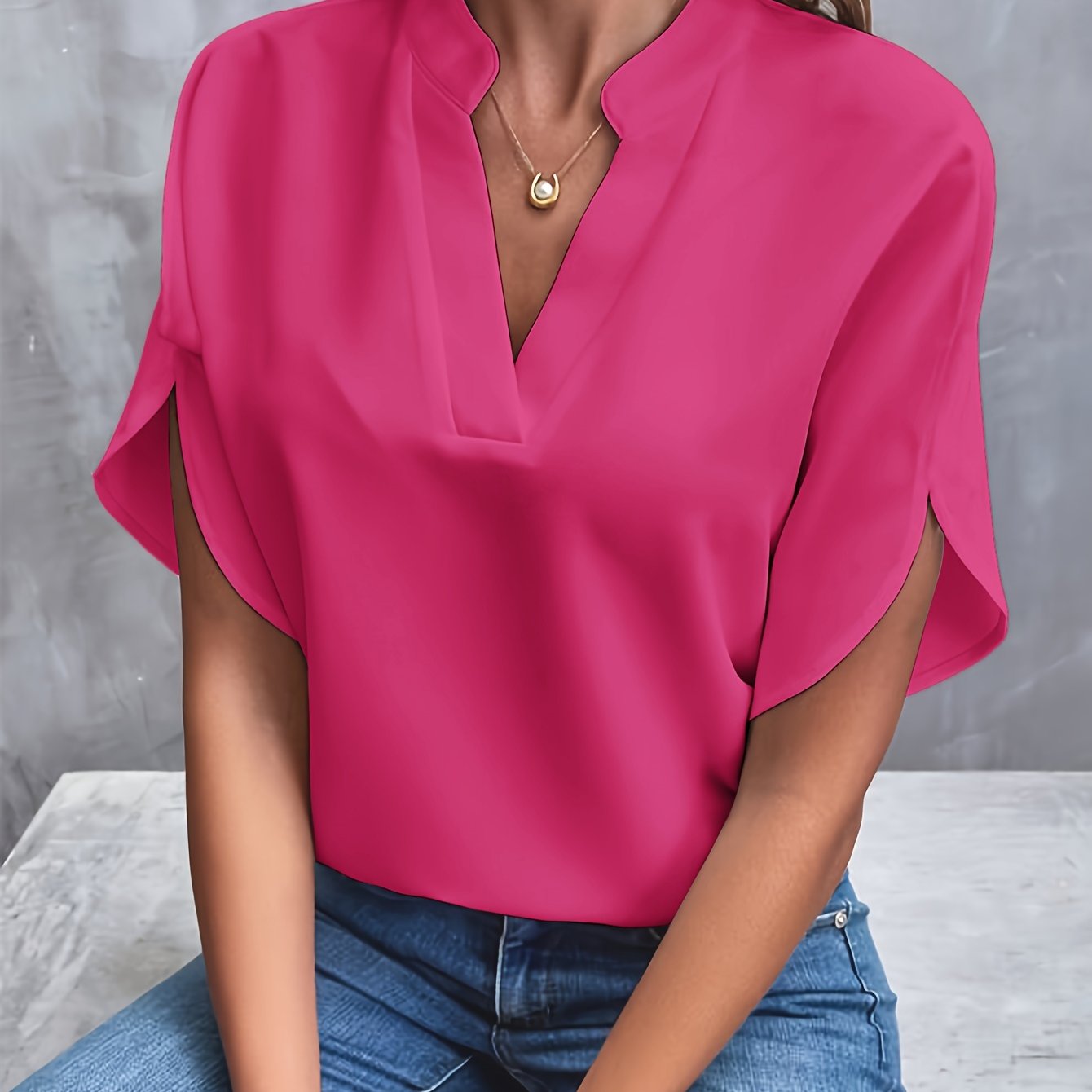 Nora Women's Chic Blouse – Relaxed Fit V Neck for Effortless Style 10