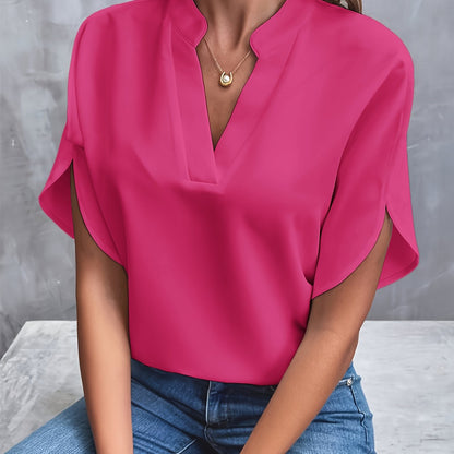 Nora Women's Chic Blouse – Relaxed Fit V Neck for Effortless Style 10