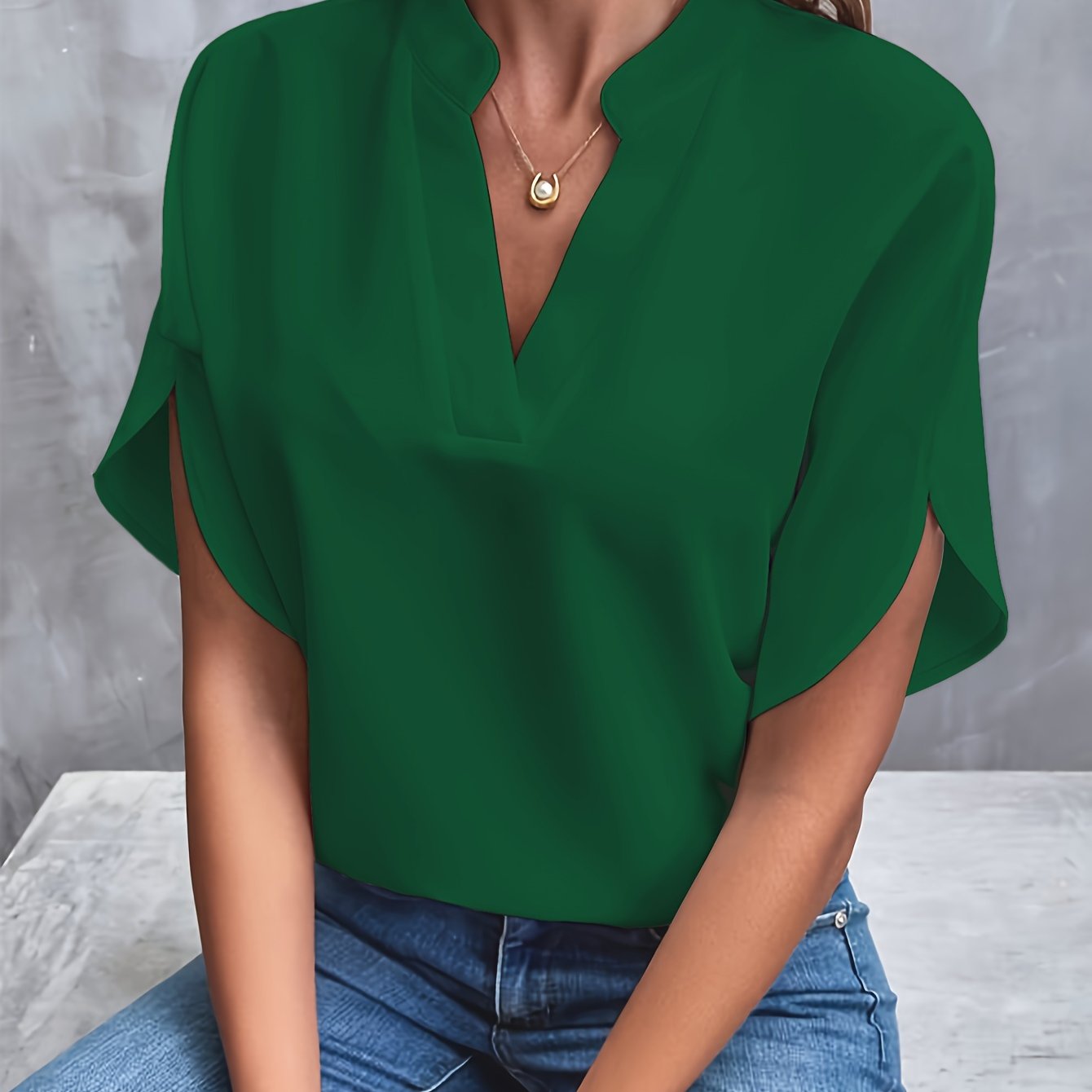 Nora Women's Chic Blouse – Relaxed Fit V Neck for Effortless Style 12